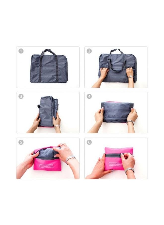 Travel Folding Bag Grey/Rose Pink