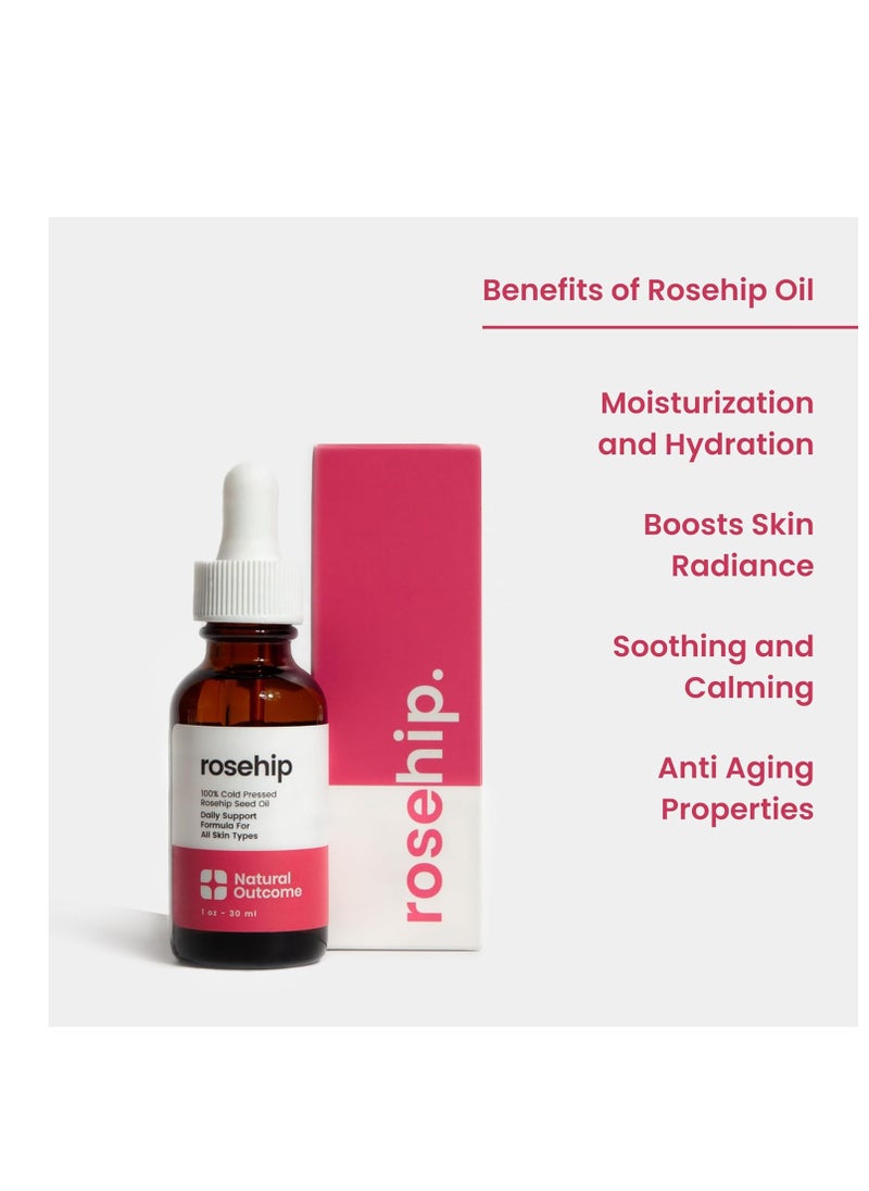 Rosehip Oil 100% Pure Cold-Pressed Rosehip Seed Face Oil - Anti-Aging Facial Oil to Plump, Balance & Hydrate 1 oz