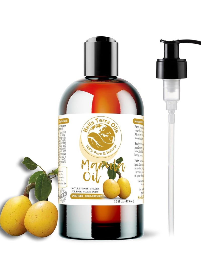Bella Terra Oils - Marula Facial Oils 16oz - Dive Deep into the Luxury of Nature, Rich in Flavonoids & Minerals, Daily Dose of Radiance