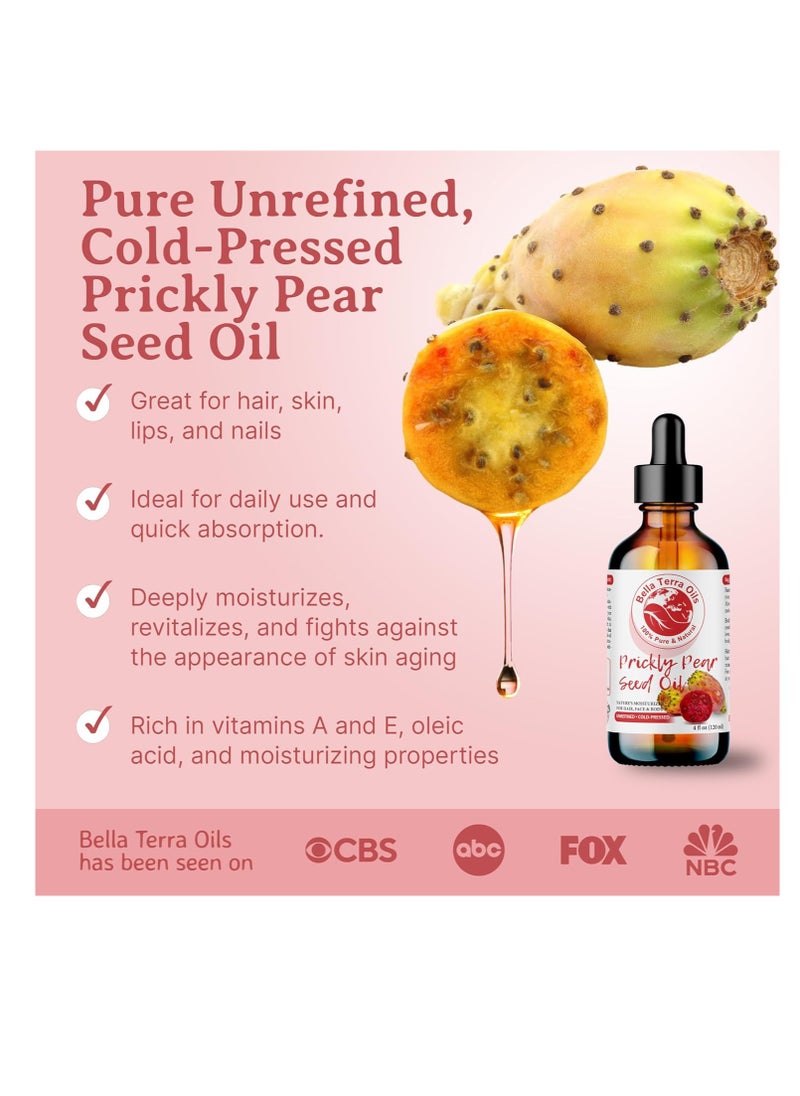 Bella Terra Oils - Prickly Pear Seed Oil 2oz - The Essence of Prickly Pear Cactus, A Haven of Vitamin A & Magnesium, an Elegant Addition to Your Routine