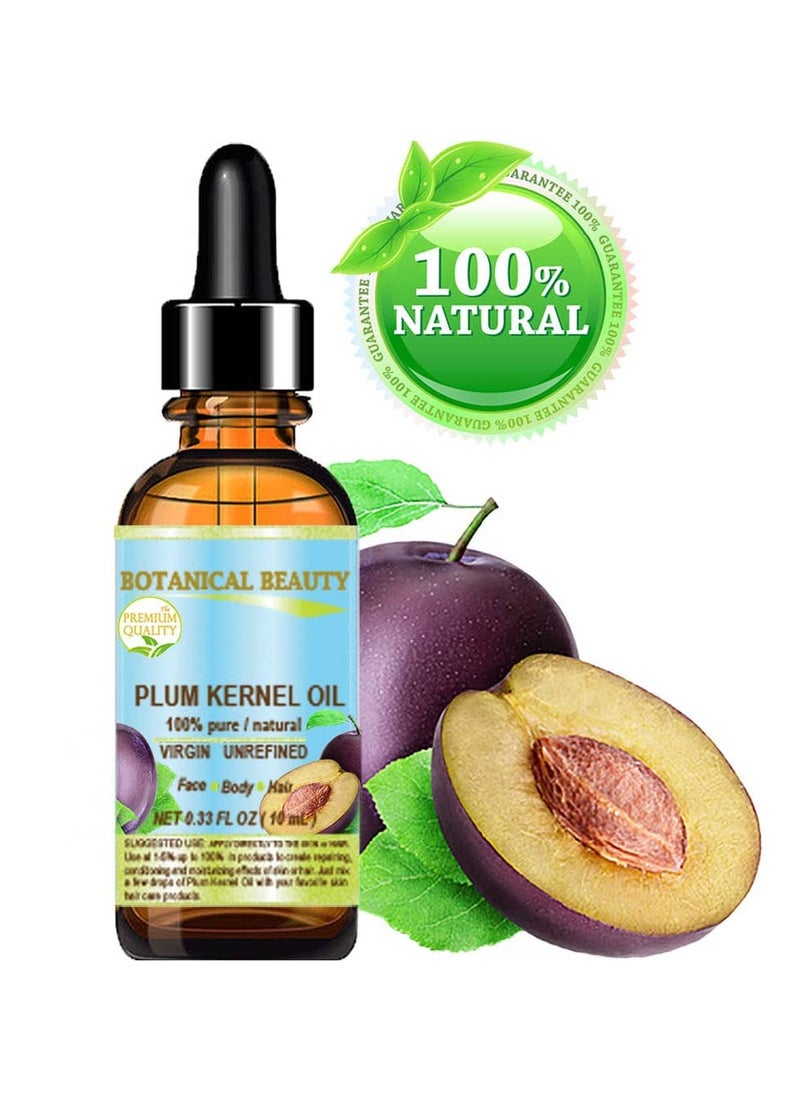 Botanical Beauty French PLUM KERNEL OIL 100% Pure Natural Virgin Unrefined Cold Pressed Carrier Oil 0.33 oz- 10 ml for Face, Skin, Hair, Lips, Nails. Skin SuperFood. Face moisturizer Oil
