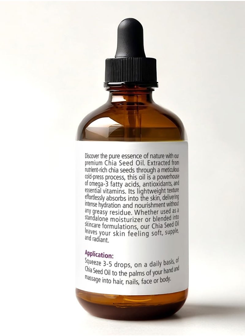 Renewalize ORGANIC CHIA SEED OIL Facial Moisturizer | 100 Percent Pure Unrefined Cold Pressed Anti Aging Facial Oils | High Linoleic for Oily or Dry Skin | 4 oz bottle