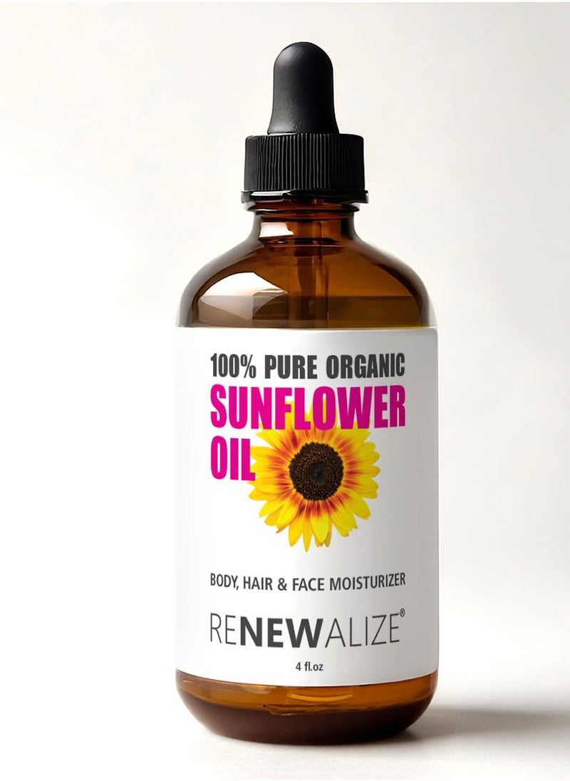 Sunflower Seed Face Moisturizing Oil 4 oz size High Linoleic | Best for Acne Prone Oily Skin and Face