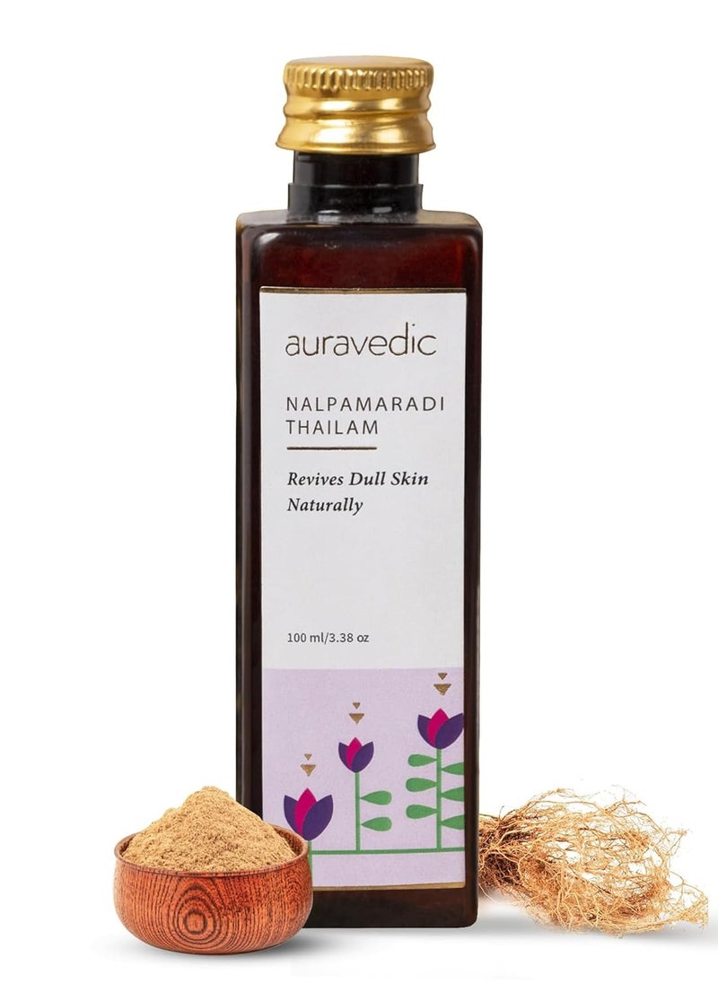 Nalpamaradi Thailam Face Oil | Ayurvedic Massage Oil | Helps Revive Dull Skin & Reduce Facial Lines | Natural Moisturization with Vetiver & Sandalwood | 3.38 Fl Oz (100ml)