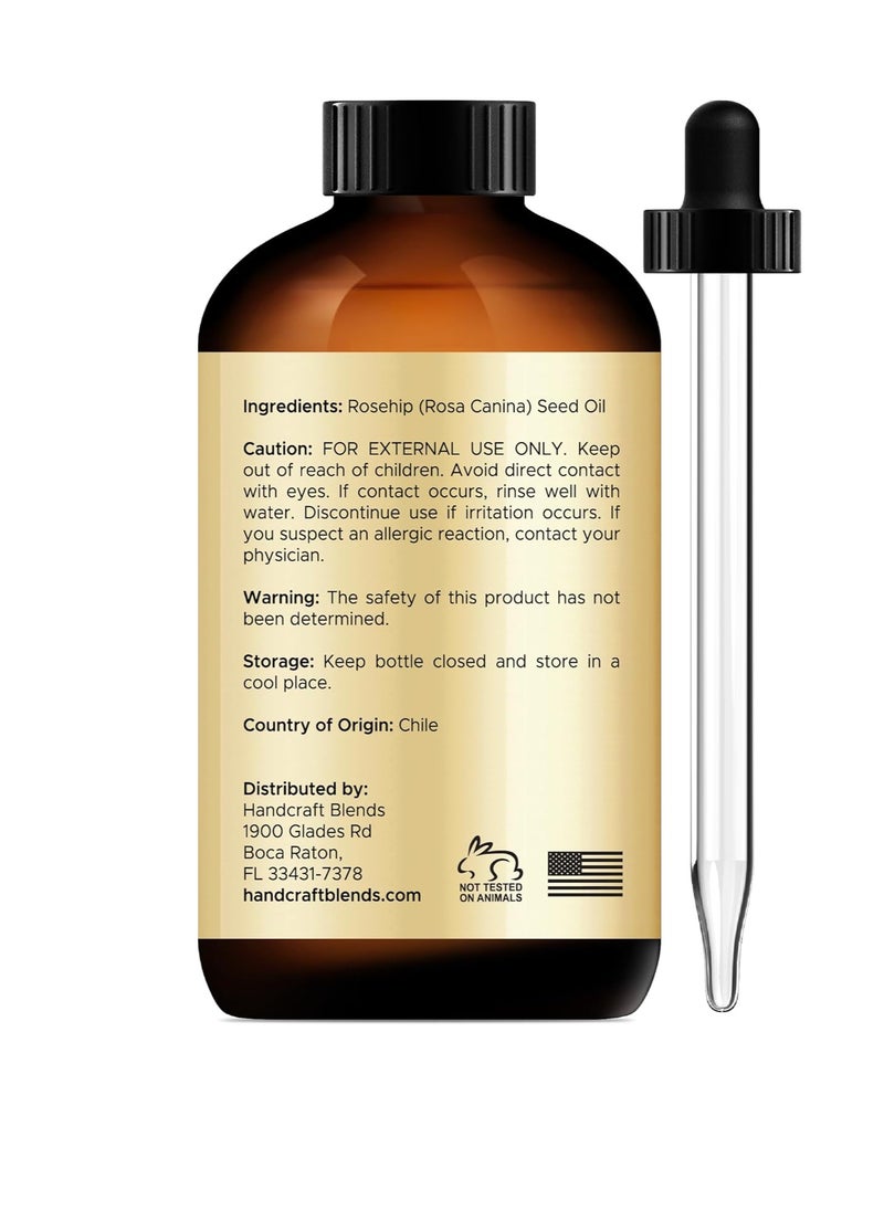 Handcraft Blends Rosehip Oil - 4 Fl Oz - 100% Pure and Natural - Premium Grade Oil for Face, Skin and Hair - Protect and Nourish - Carrier Oil