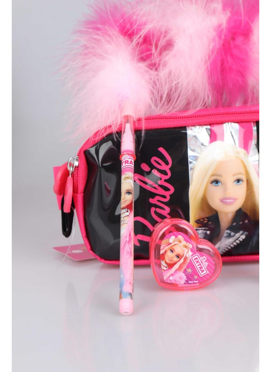 Dekomus Licensed Girl Power Collection Pencil Bag, Feathered Pencil, Heart Pencil Sharpener, Broom Eraser and Pencil Set