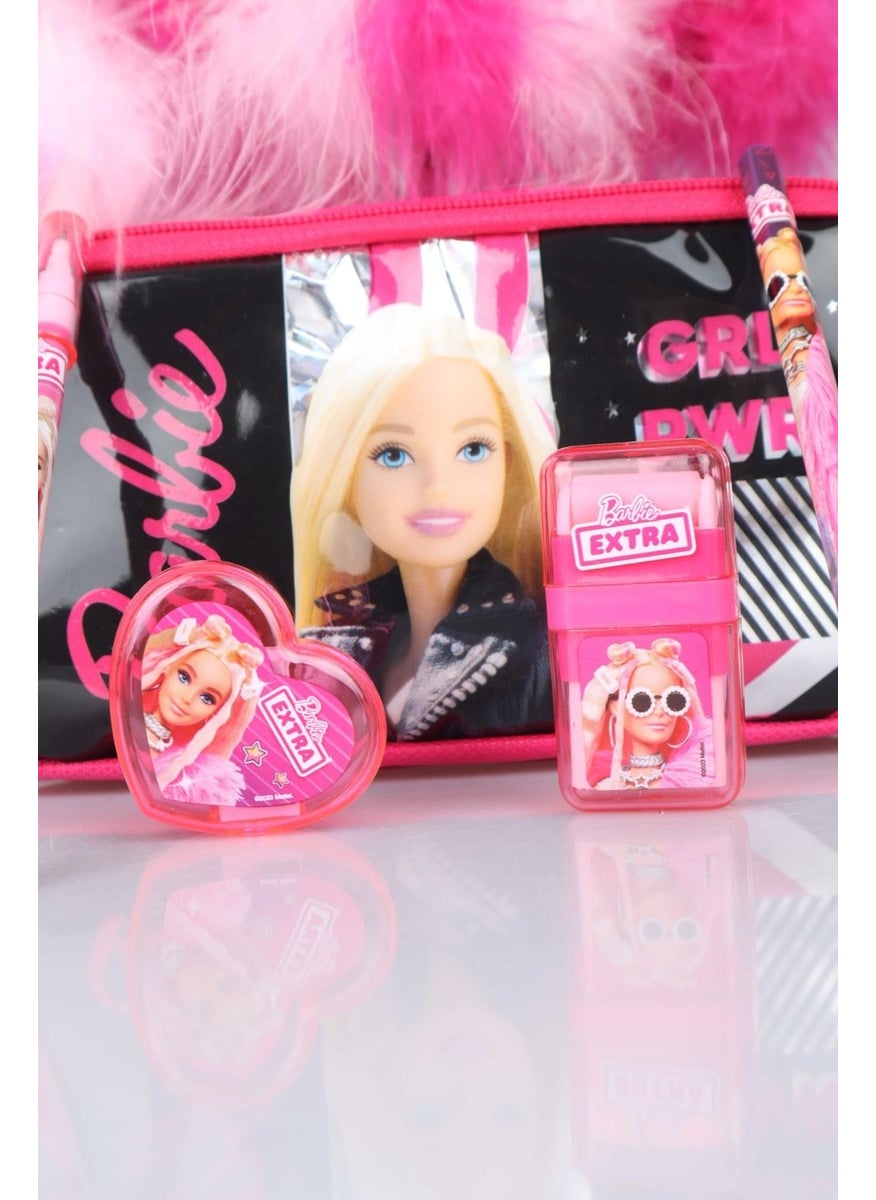 Dekomus Licensed Girl Power Collection Pencil Bag, Feathered Pencil, Heart Pencil Sharpener, Broom Eraser and Pencil Set