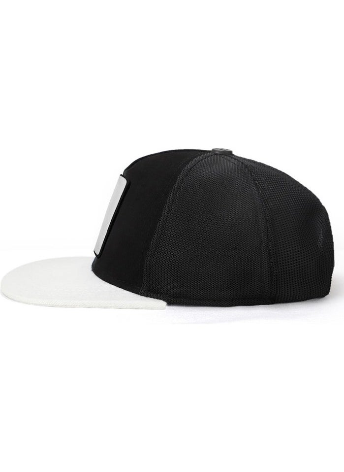 V1 Trucker Hip Hop Kids Wolf - Unisex White Peaked 12 Code Logo - Black Kids Hip Hop Hat (Cap)