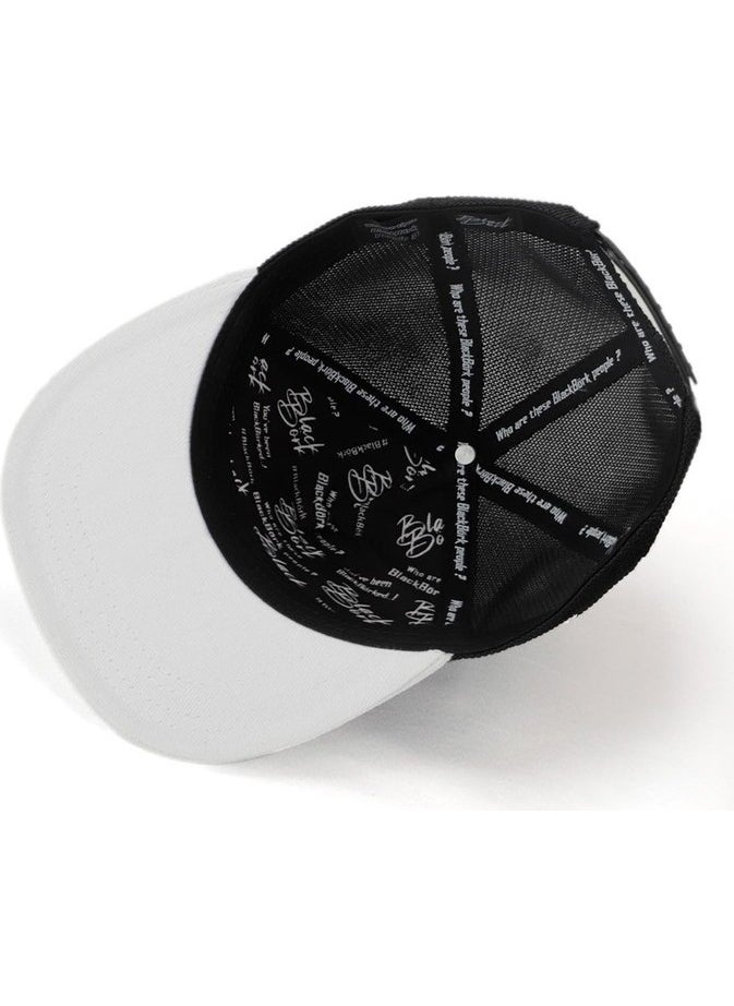 V1 Trucker Hip Hop Kids Wolf - Unisex White Peaked 12 Code Logo - Black Kids Hip Hop Hat (Cap)
