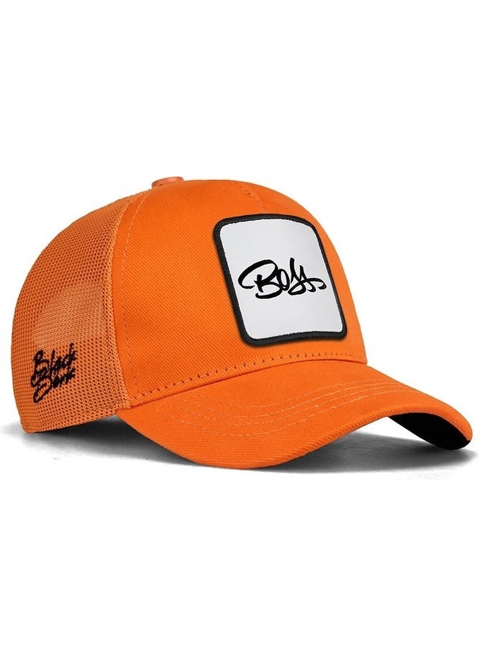 V1 Trucker Kids Boss - 1bs Code Logo Unisex Neon Orange Kids Hat