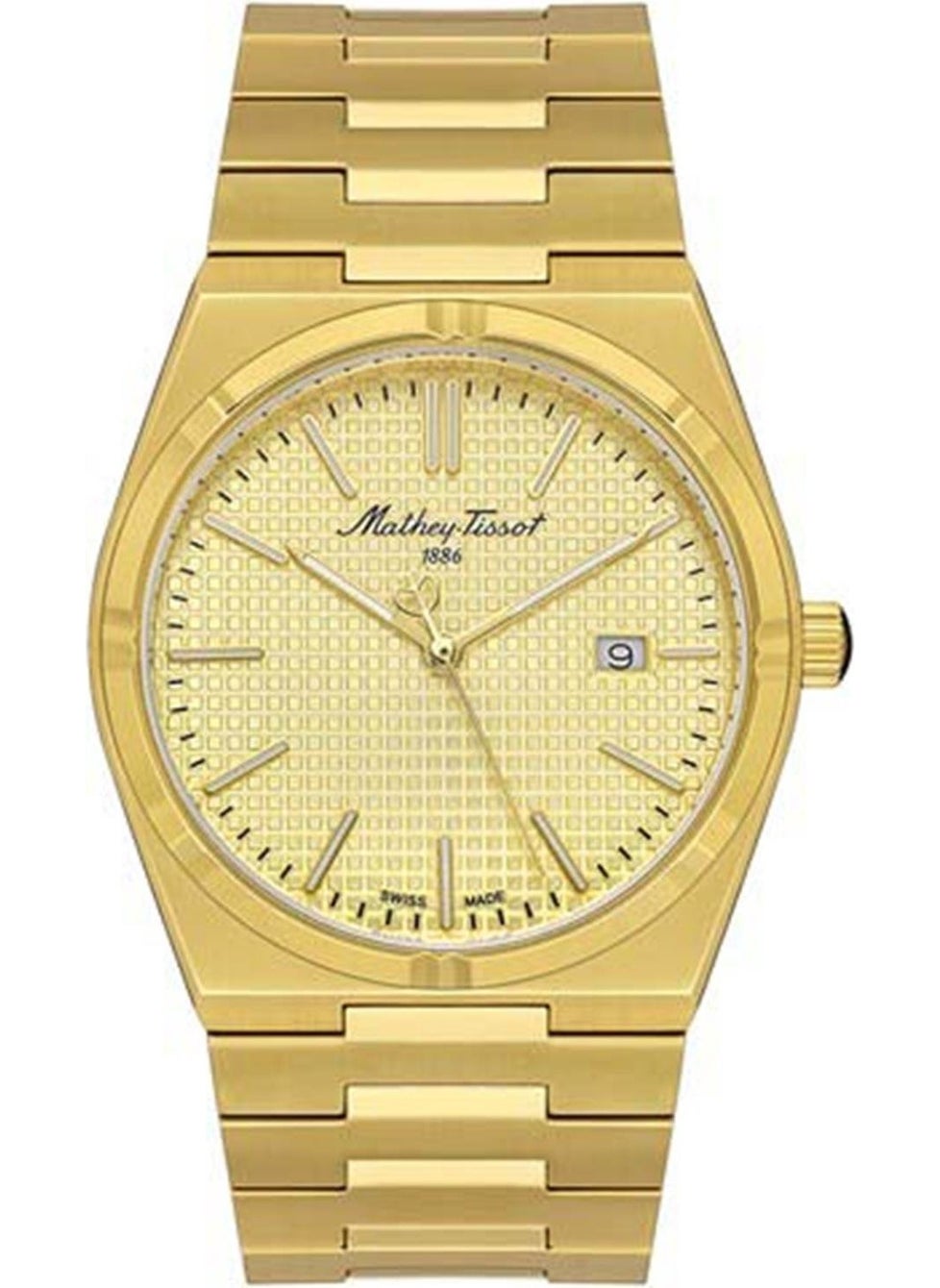 Gold Steel Strap Men's Wristwatch 5 Atm Water Resistant Stainless