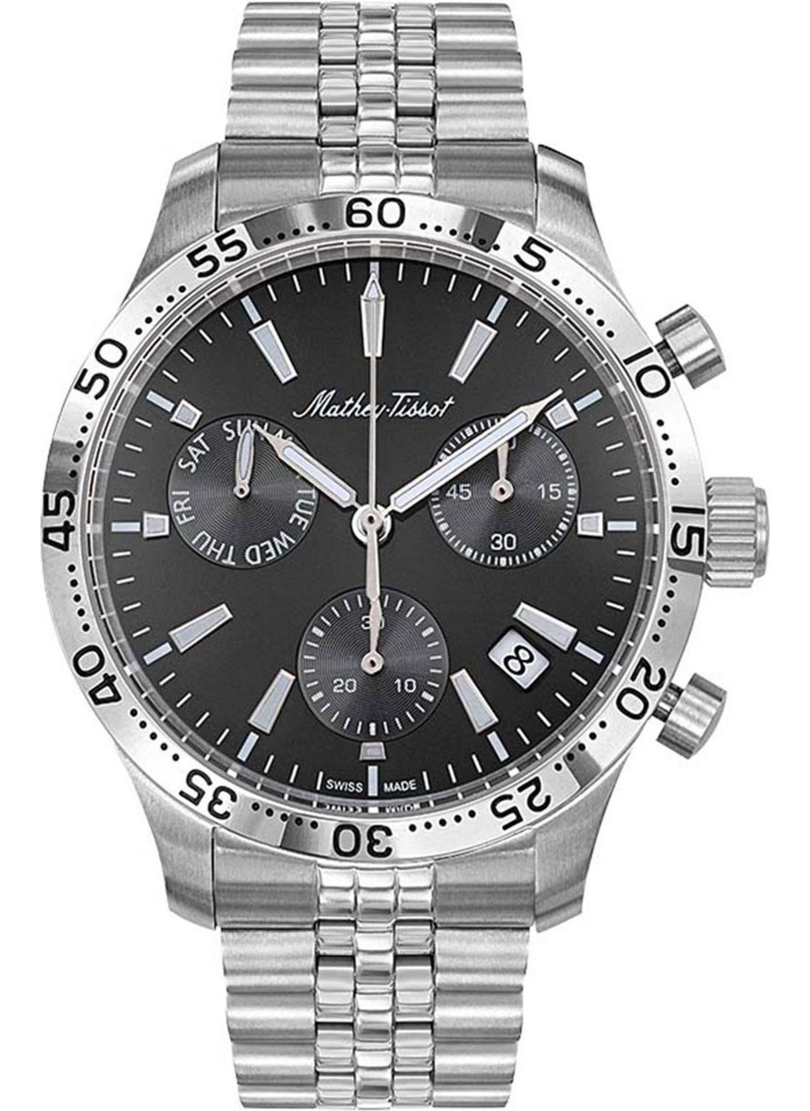 Silver Steel Strap Men's Wristwatch 10 Atm Water Resistant Stainless