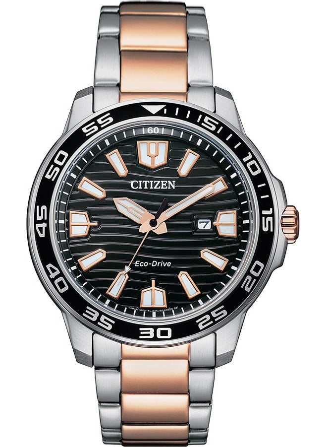 Eco Drive Steel Men's Wristwatch Waterproof