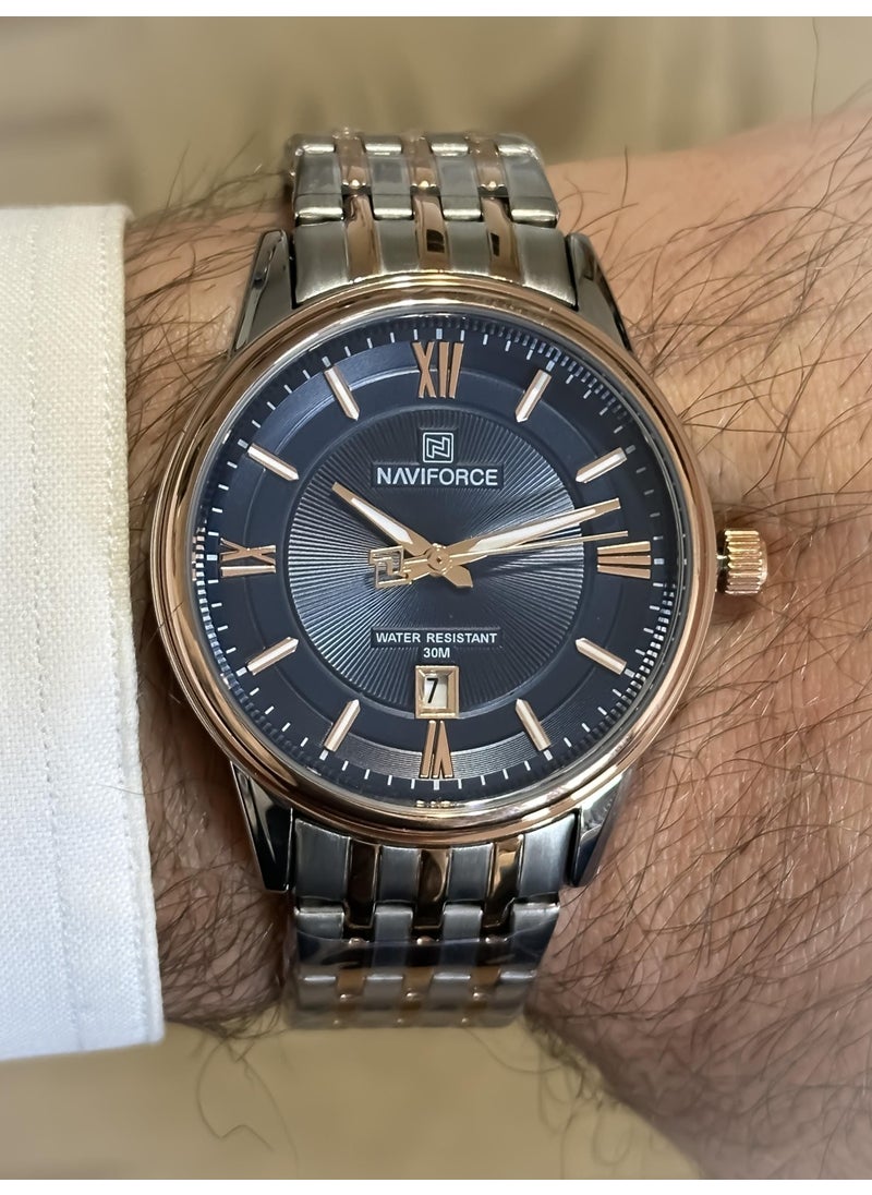 Classic Calendar Display (Rosegold-Metallic) Stylish Men's Wristwatch