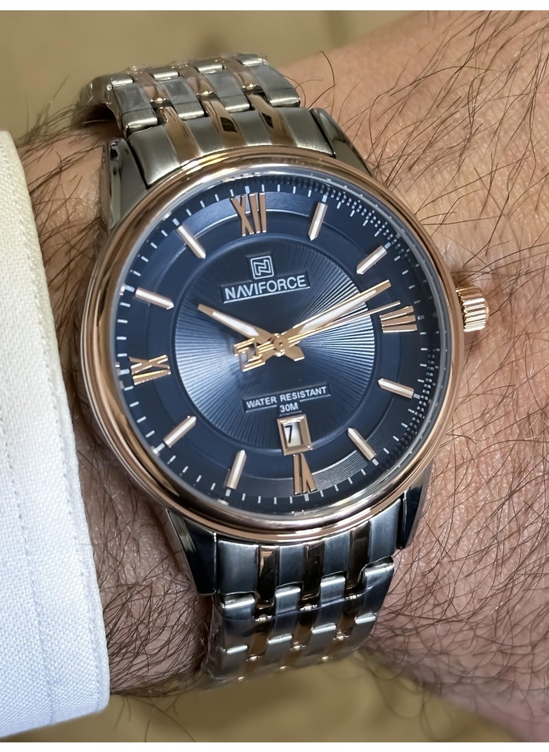 Classic Calendar Display (Rosegold-Metallic) Stylish Men's Wristwatch