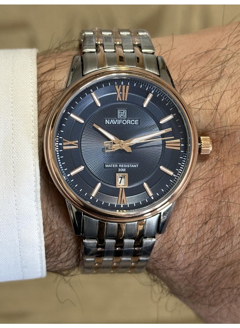 Classic Calendar Display (Rosegold-Metallic) Stylish Men's Wristwatch