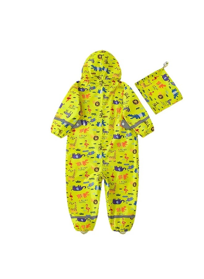 Yellow Safari Kingdom Theme All Over Jumpsuit / Playsuit Raincoat for Kids