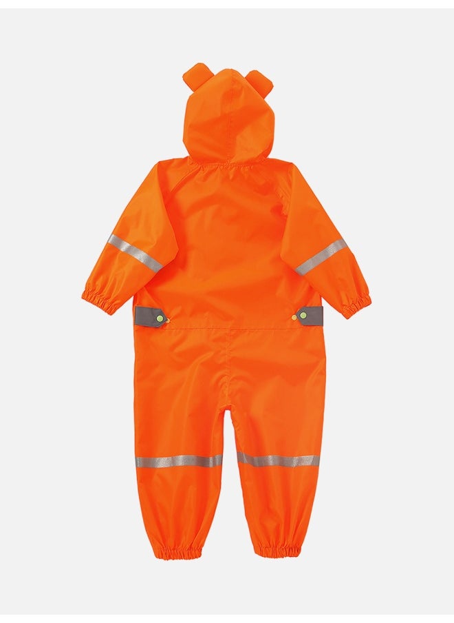 Bright Orange Roaring Tiger Theme All Over Jumpsuit / Playsuit Raincoat for Kids