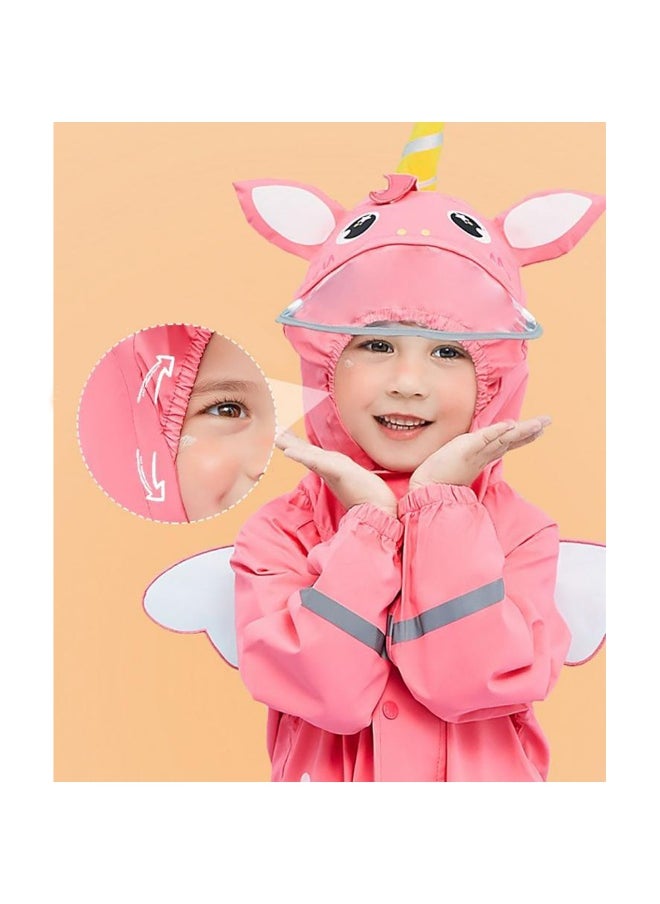 Bright Pink Magical Unicorn Theme All Over Jumpsuit / Playsuit Raincoat for Kids