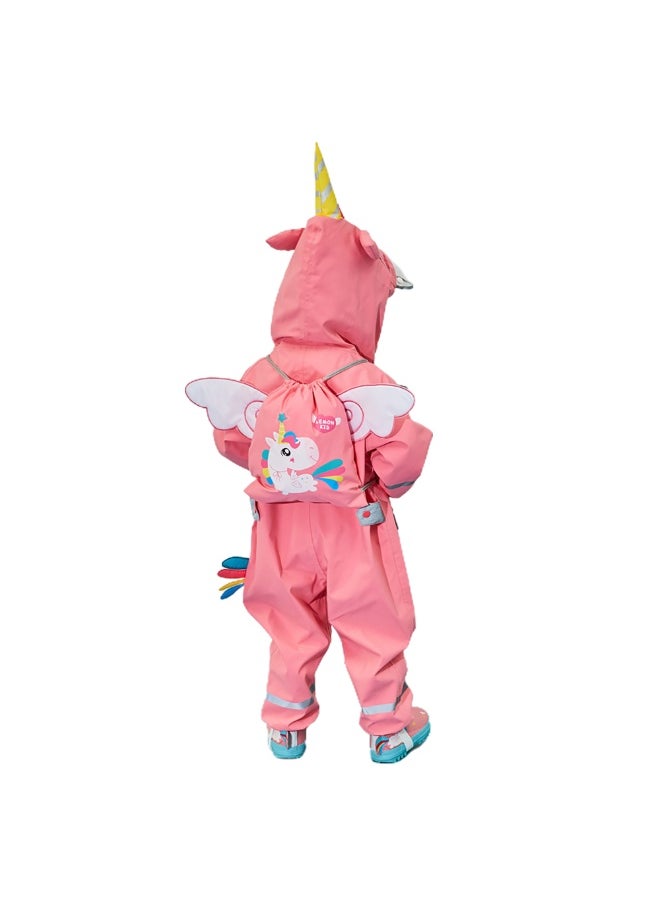 Bright Pink Magical Unicorn Theme All Over Jumpsuit / Playsuit Raincoat for Kids