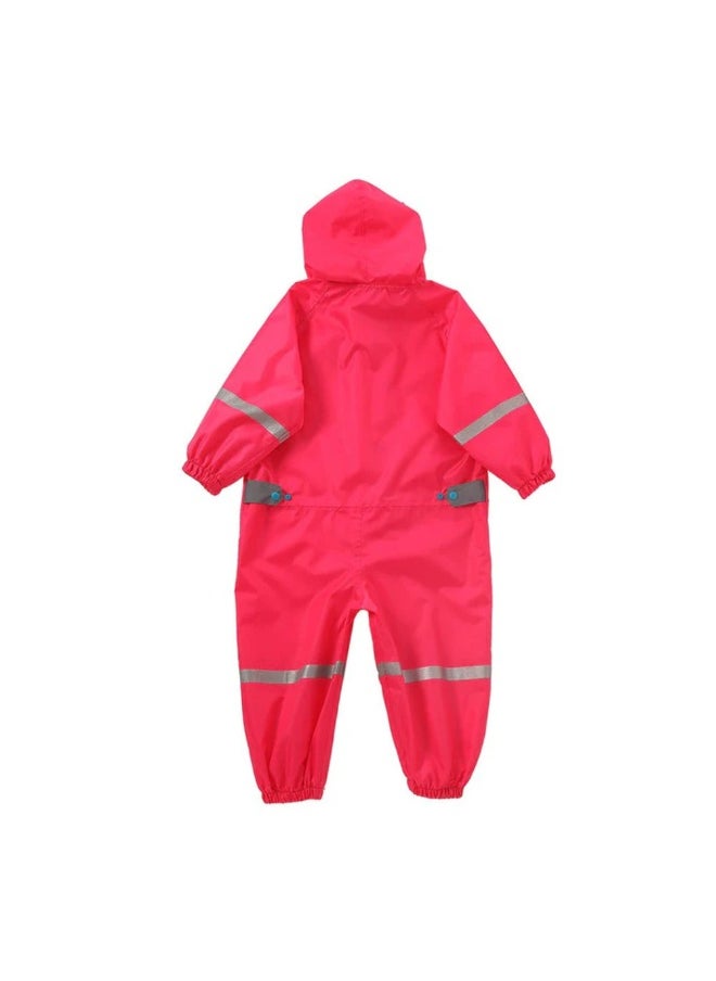 Fuchsia Pink Cute Owl Theme All Over Jumpsuit / Playsuit Raincoat for Kids
