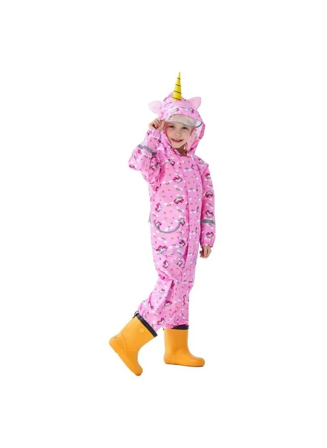 Pink Unicorn Theme All Over Jumpsuit / Playsuit Raincoat for Kids