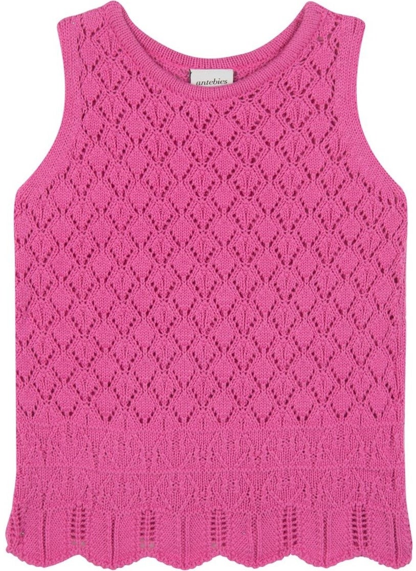 Pink Jacquard Knitwear Shorts Set