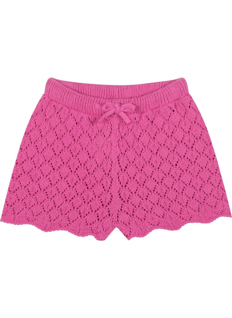 Pink Jacquard Knitwear Shorts Set