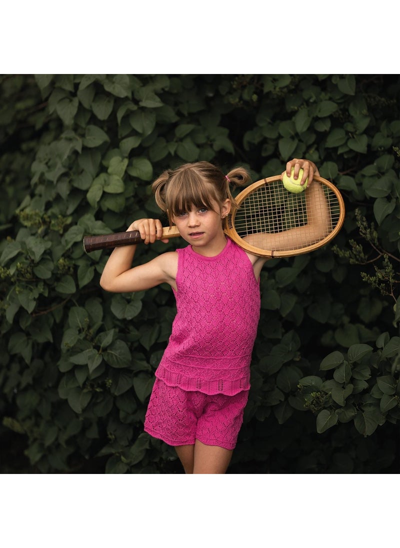 Pink Jacquard Knitwear Shorts Set