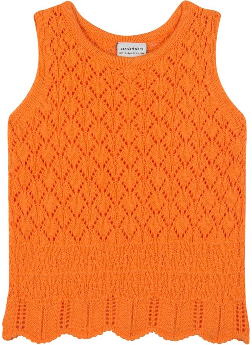 Orange Jacquard Knitwear Shorts Set
