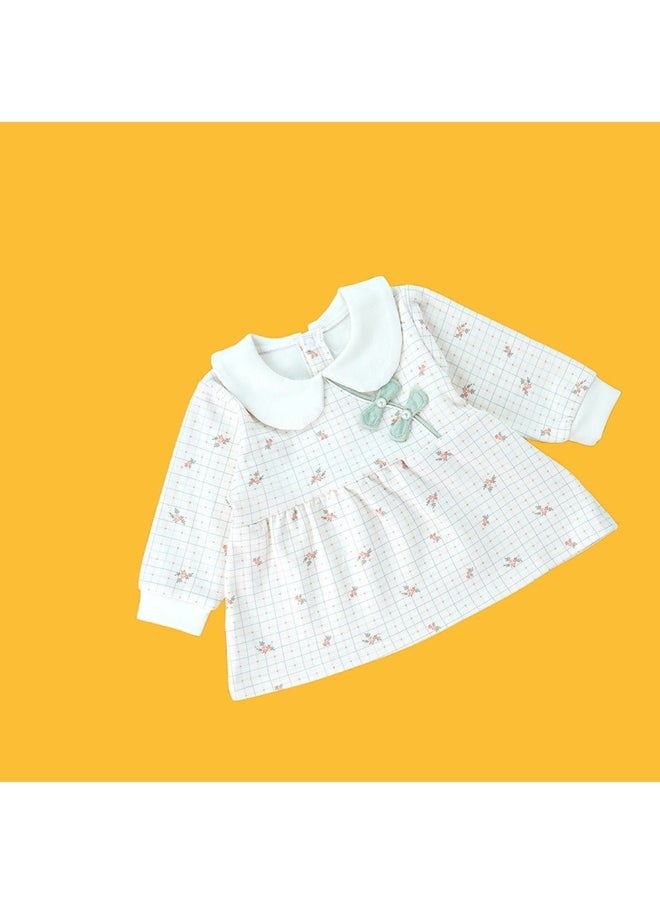 2pcs Light Green Little Florals and Bows Long Frock style Top with matching full Pants
