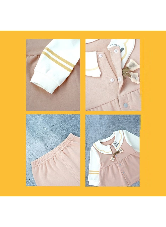 2pcs Peach Scalloped Long Frock style Top with matching full Pants