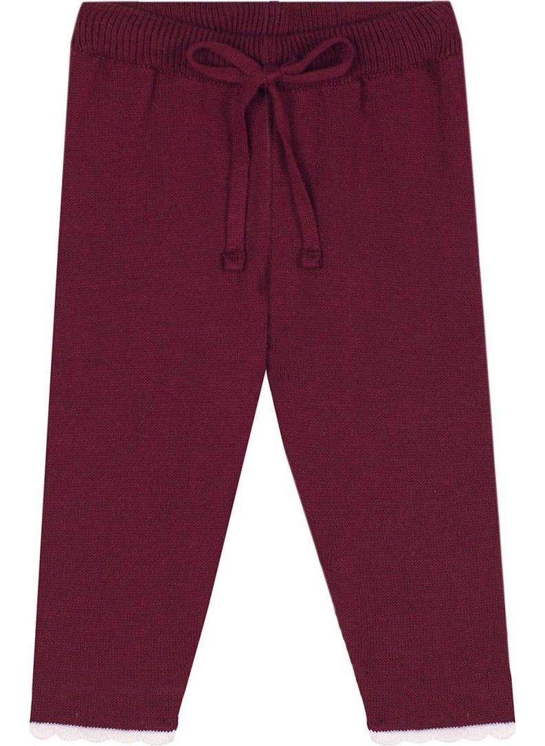 White Contrast Detailed Ruffle Burgundy Knitwear Baby