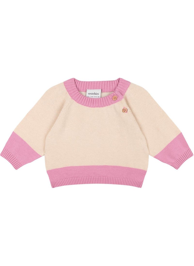 Pink Contrast Cream Knitwear Set