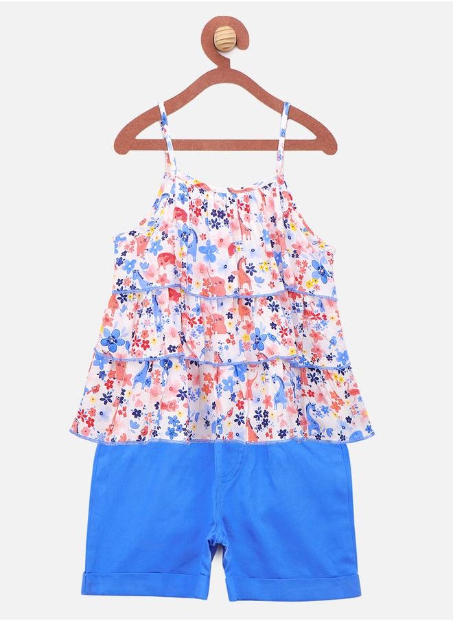 Printed Strappy Top with Shorts Set