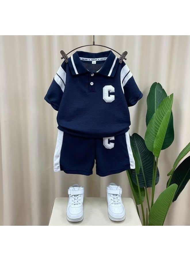Children's Clothing Boys' Summer Suit New Medium And Big Children Handsome Casual High-end Boys' Top-grade Short Sleeve