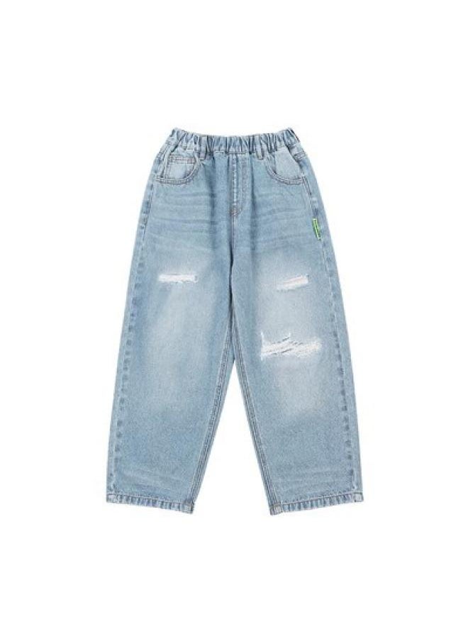 Dk Children's Clothing Spring And Autumn Clothing Girls' Ripped Jeans Trendy Cool Handsome Medium And Big Children's Loose Daddy Pants Trousers