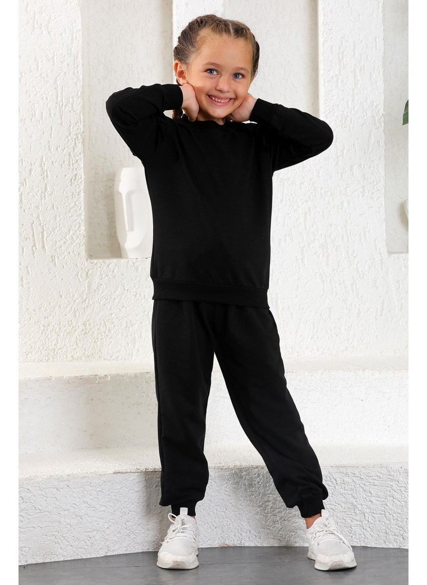 Girls' Ruffle Detailed Shoulder Two Piece Set 3-12 Years Old