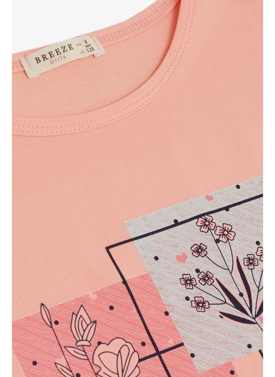 Girls Trouser Suit Floral Printed Slit 6-12 Years, Salmon