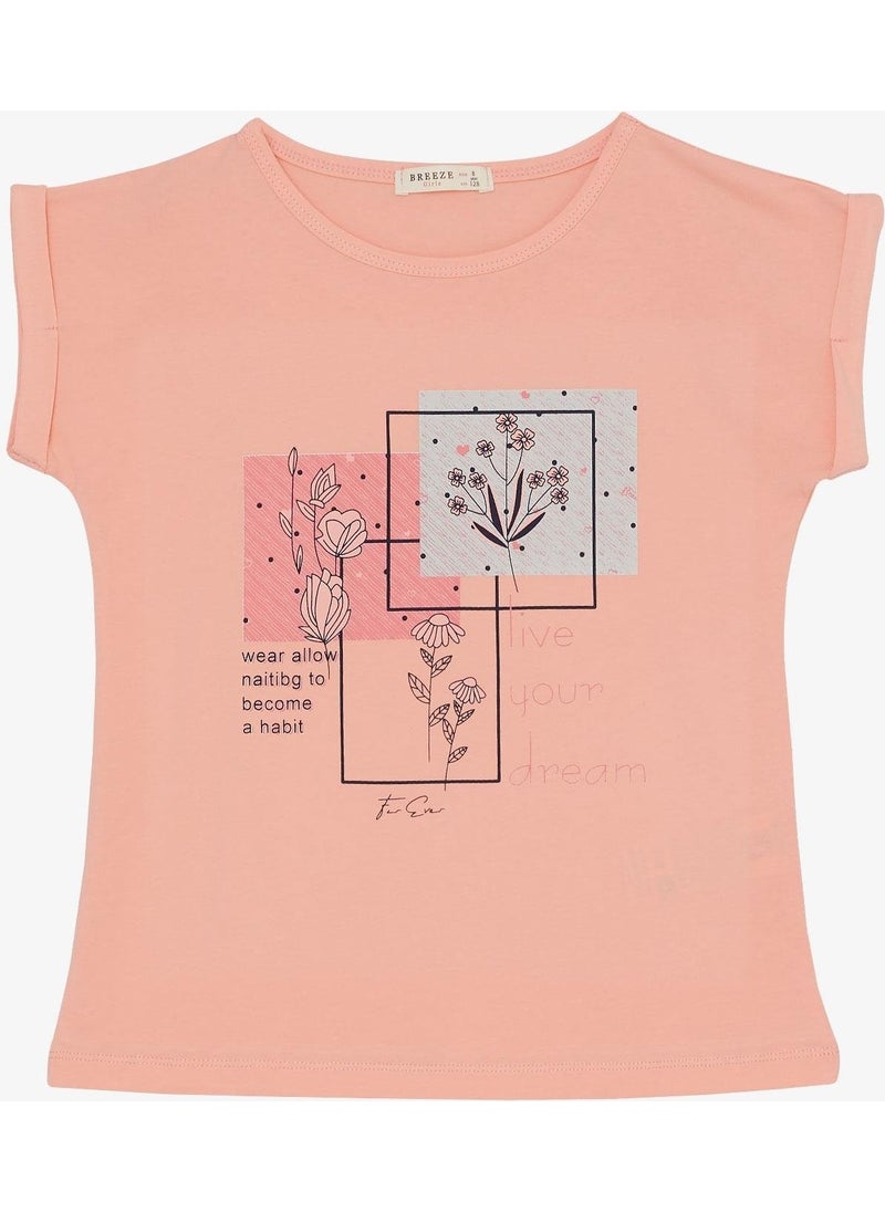 Girls Trouser Suit Floral Printed Slit 6-12 Years, Salmon