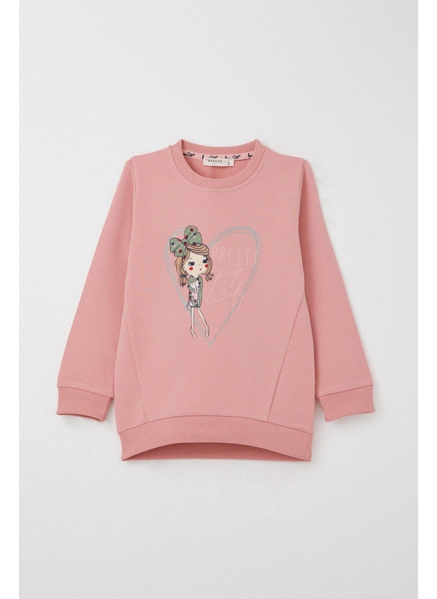 Girls Tracksuit Cool Girl Printed 2-6 Years Old, Dusty Rose