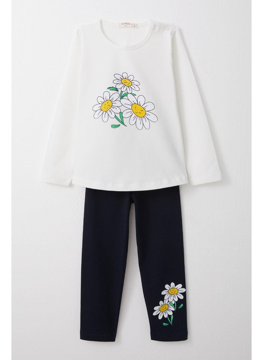 Girls Tights Set Daisy Printed 1.5-5 Years, White