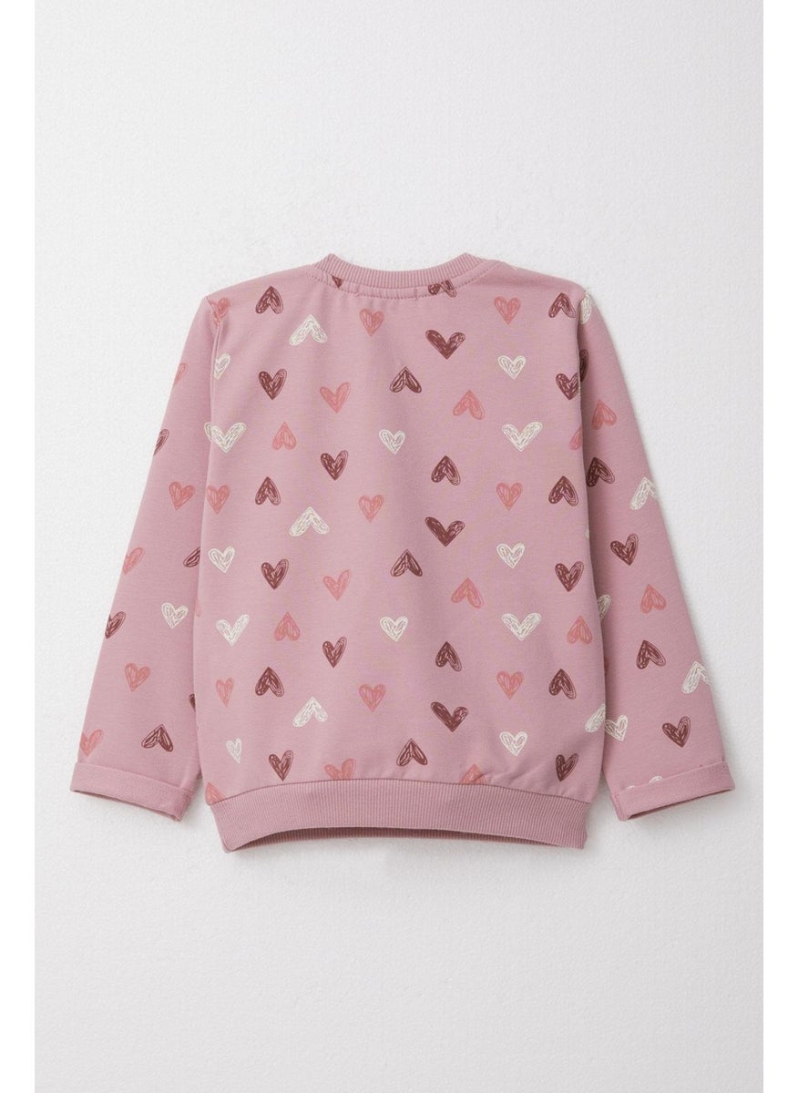 Baby Girl Tracksuit Colorful Heart Pattern 9 Months-3 Years, Dusty Rose