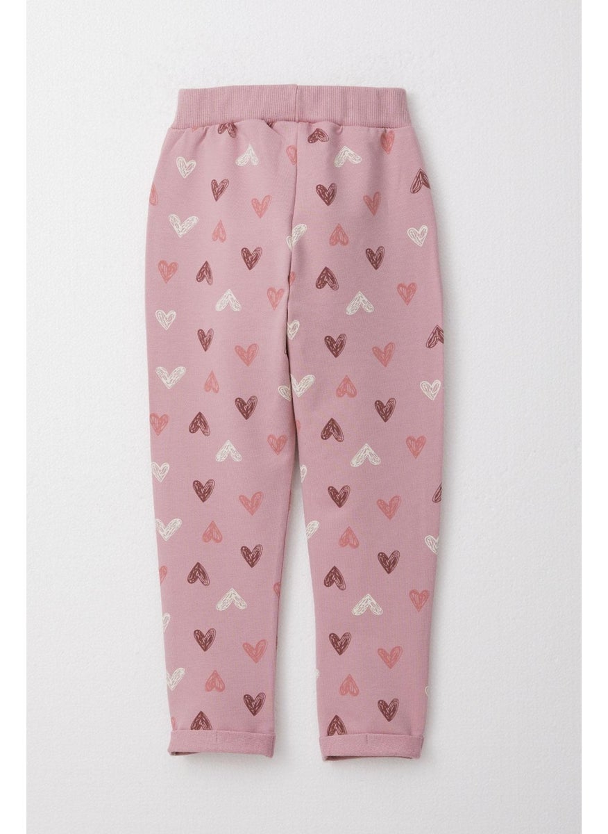 Baby Girl Tracksuit Colorful Heart Pattern 9 Months-3 Years, Dusty Rose