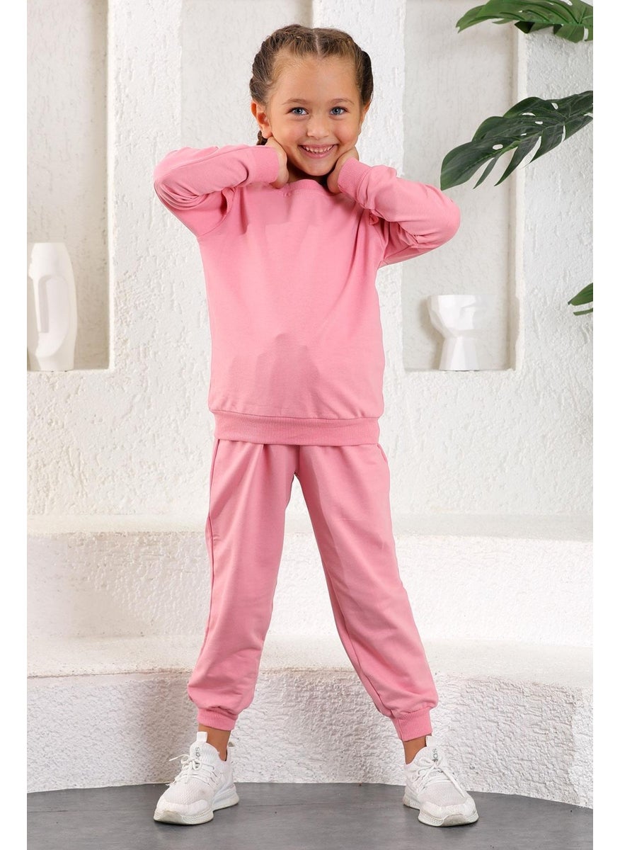Girls' Ruffle Detailed Shoulder Two Piece Set 3-12 Years Old