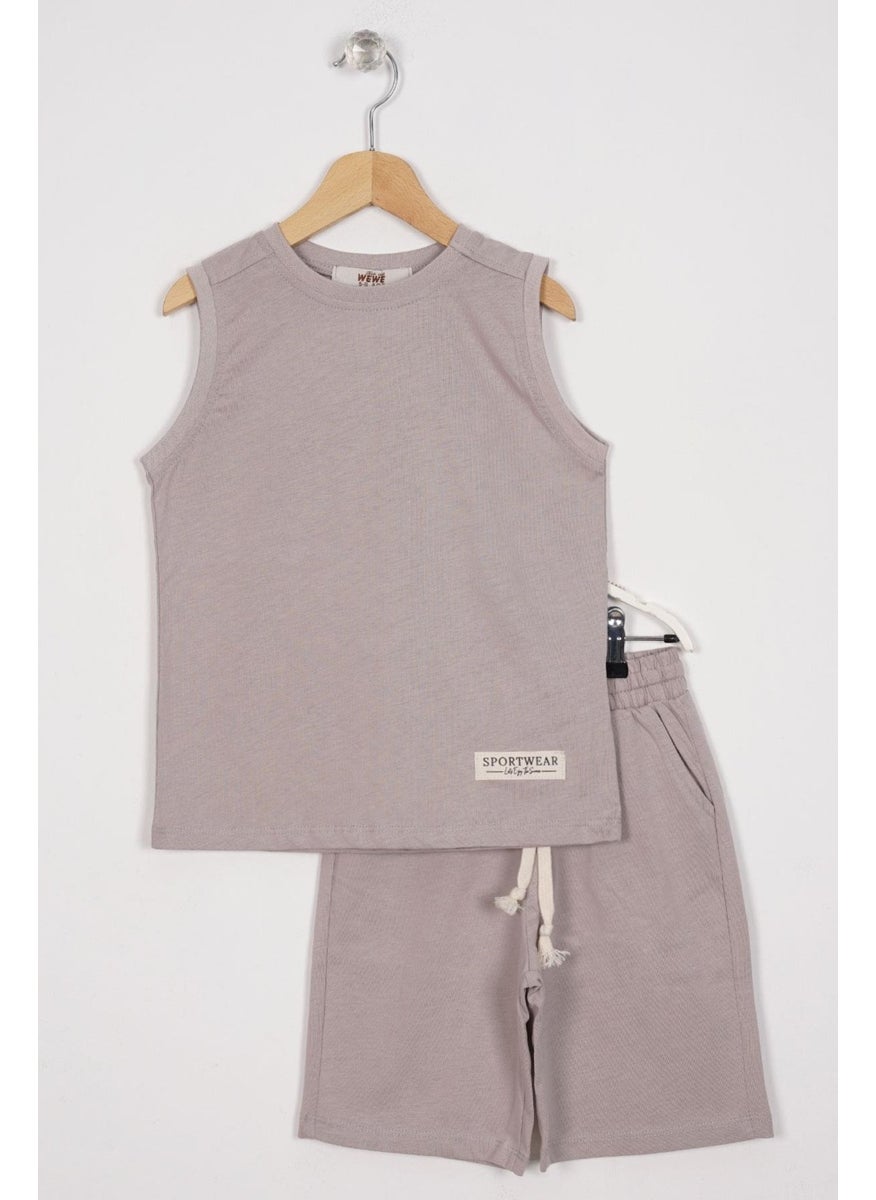 Sport Wear Crest Stone Color Boy Capri Set