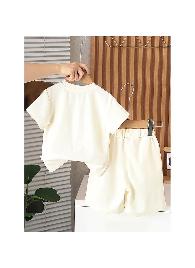 Cream Doggy Paw 2pcs Shorts set for Toddlers and Kids.