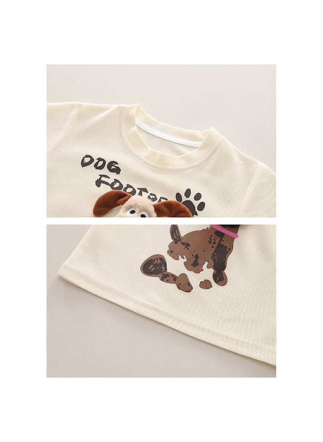 Cream Doggy Paw 2pcs Shorts set for Toddlers and Kids.