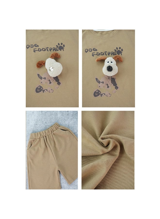 Brown Doggy Paw 2pcs Shorts set for Toddlers and Kids.