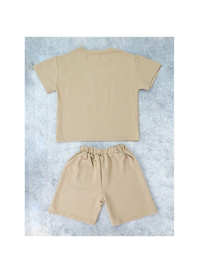 Brown Doggy Paw 2pcs Shorts set for Toddlers and Kids.